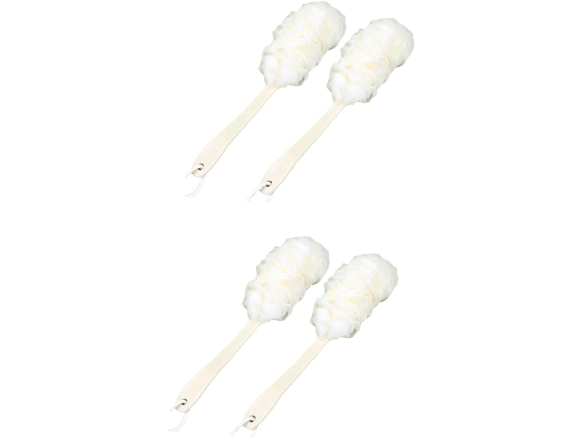Lurelia Kit De 4 Buchas Vegetais De Banho De Cuidado Corporal, Cabo Longo, Com Argola E Escovagem A Seco