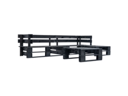 Vidaxl Sofás De Paletes Para Jardim 4 Pcs Madeira Preto