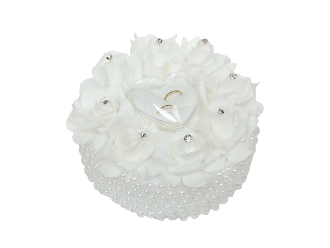 Laxiscreed Almofada De Anéis De Casamento Em Pérola E Renda Para Decoração Nupcial