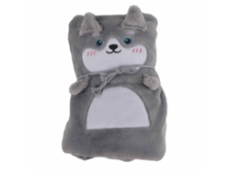 Cobertor Flanela Macio Animal Fofo Husky Portátil para Sofa Cama Escritório 80x100cm