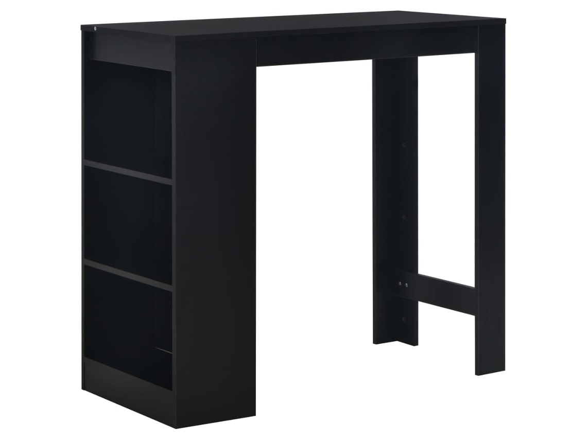 Vidaxl Mesa De Bar Com Prateleira Preto 110x50x103 Cm