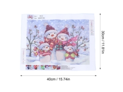 Kit De Pintura Com Pedraria 5d Boneco De Neve 30x40cm Impermeável Cores Brilhantes Antioxidante Para Aliviar O Estresse