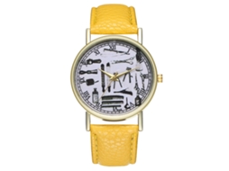 Reloj De Cuarzo Unisex Con Correa De Cuero Pu Dial Numeros Romanos Zhoulianfa Amarillo