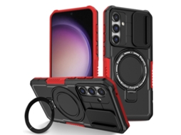 Capa Zruxe Compativel Com Samsung Galaxy S23 Fe 5g (camshield - Magsafe - Tpu - Híbrido - Pc - Preto E Vermelho)