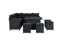 Maison Exclusive - 6 Pcs Conjunto Lounge De Jardim C/ Almofadões Vime Pe Preto