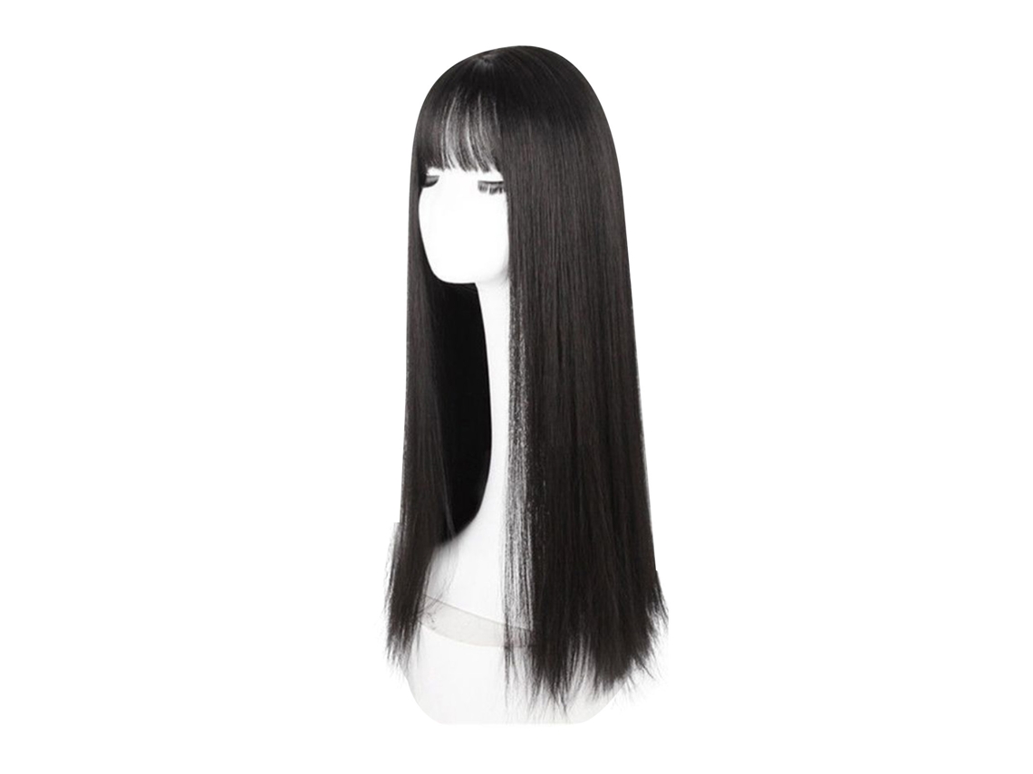 2026 peluca Sintética Negra Recta Larga Con Flequillo Resistente Al Calor, 28.3 Polegadas , Elegante e Fácil de Usar (72 Cm)