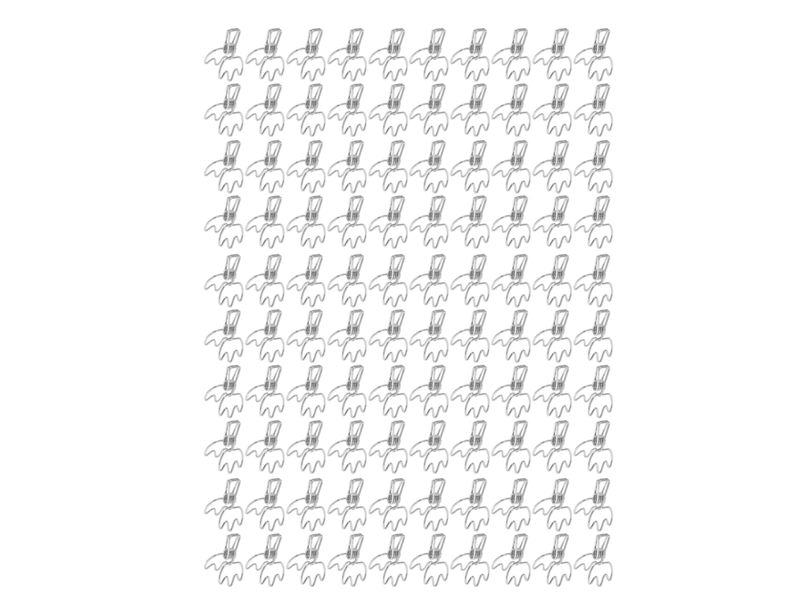 100 Pinças de Papel Metálicas Ocas com Forte Força de Aperto Forma de Coroa Clips para Escritório Escola Lar Prata