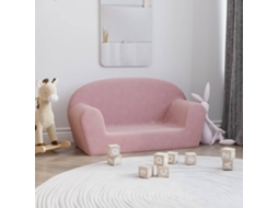 Vidaxl Sofá Infantil De 2 Lugares Pelúcia Macia Rosa