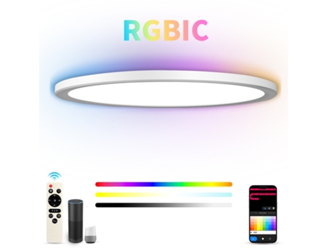 Luz De Teto Colorida Rgbic Com Retroiluminação Inteligente, Ultrafina, Ajustável Por Voz, Para Quarto E Sala Perobuno