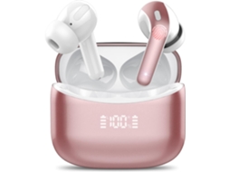 Auscultadores Sem Fios, Auscultadores Sem Fios Bluetooth 5.3, Auscultadores com Tempo de Reprodução de 52 Horas Ouro Rosa JIAPEI