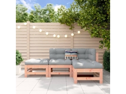 Vidaxl 4 Pcs Conjunto Lounge De Jardim Madeira De Douglas Maciça