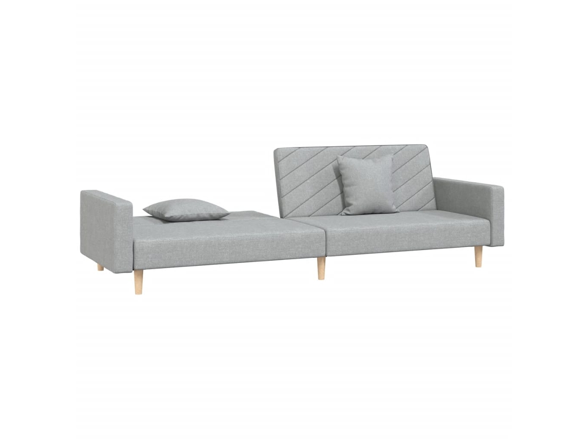 Sofá cama 2 Lugares com Duas Almofadas Tecido Cinzento claro SYFAX