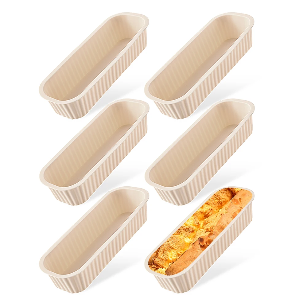 Formas de Silicone Retangulares para Mini Pães, Fáceis de Desenformar. MDUG (branco, Pacote com 6)