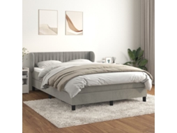 Vidaxl Cama Com Molas/colchão 140x190 Cm Veludo Cinzento-claro