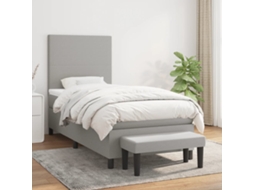Vidaxl Cama Com Molas/colchão 90x200 Cm Tecido Cinza-claro