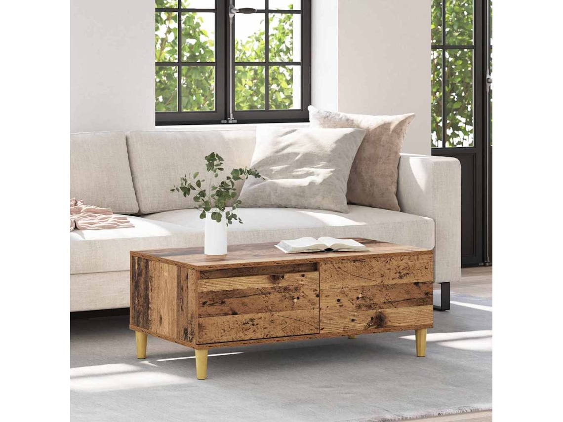Vidaxl Mesa De Centro Madeira Antiga 90 X 50 X 35 Cm