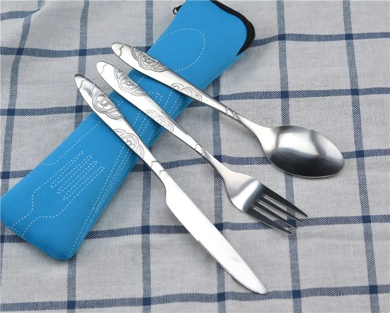 Conjunto Portátil de Utensílios de Mesa para Piquenique com Zíper, Inclui Faca, Garfo e Colher. MDUG (estilo 4)