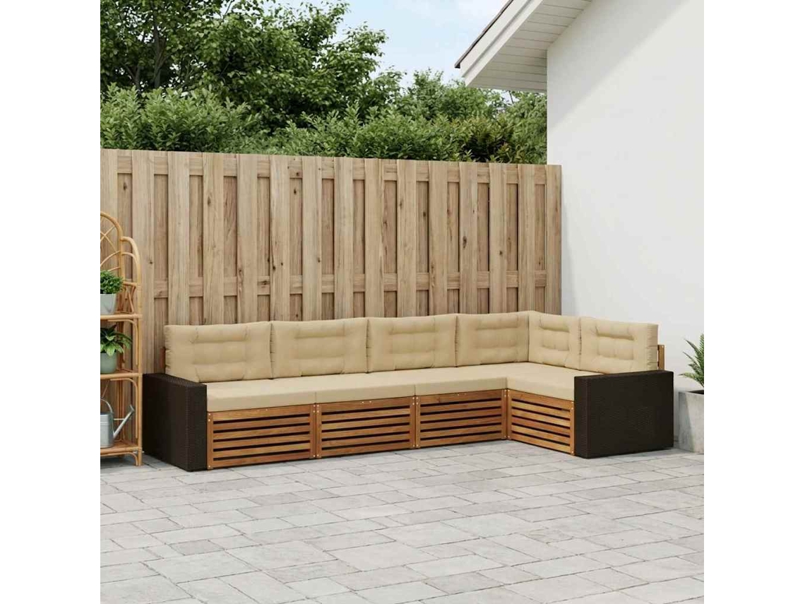 Vidaxl Conjunto De Sofás Para Exterior 5 Pcs Natural E Bege