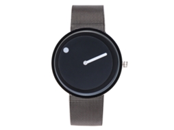 Relógio de pulso minimalista de quartzo com pulseira de malha metálica para homens e mulheres Zlf0390 preto