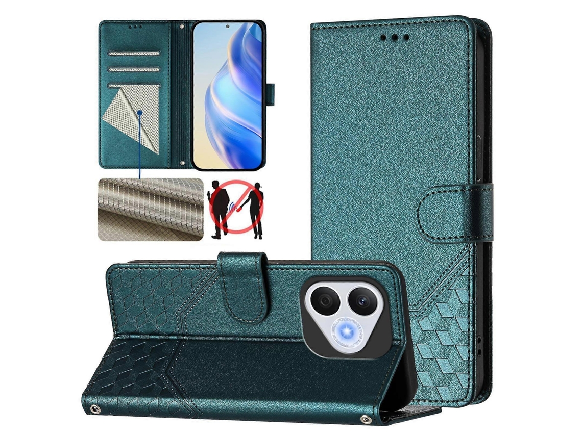 Capa De Couro Para Celular Com Relevo Rfid Em Formato De Favo De Mel