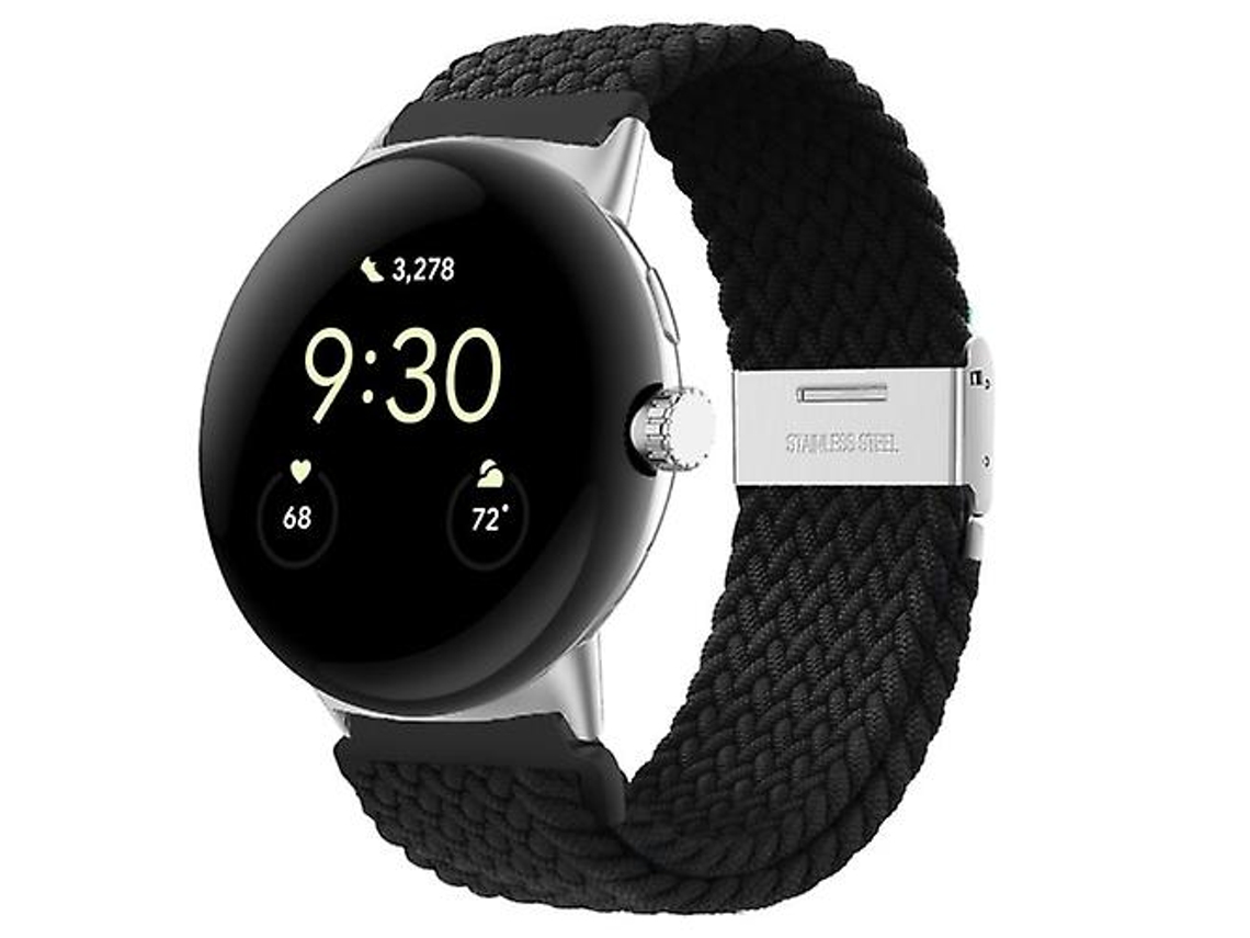 Bracelete de Smartwatch para Google Pixel Watch Metal Buckle Nylon Watch Band Preto VENISYMLIS