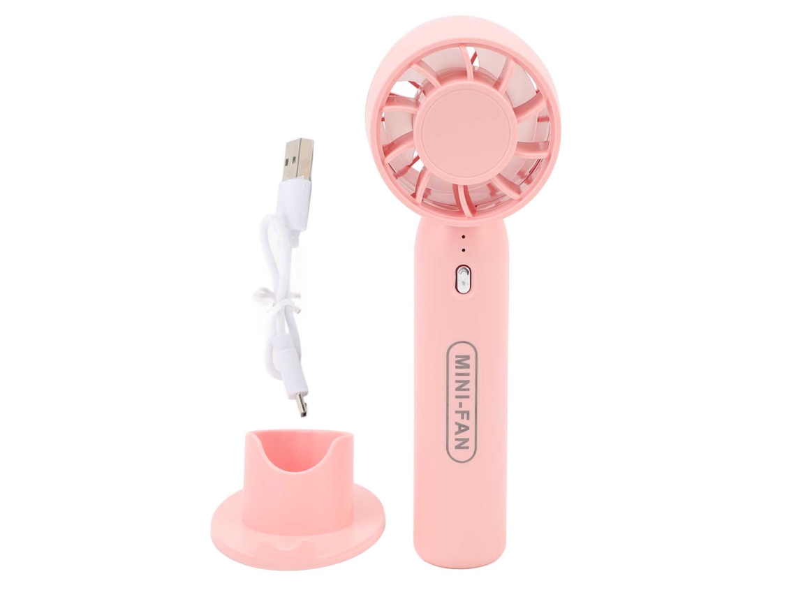 Ventilador Portátil Usb Recarregável 3 Velocidades Rosa