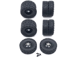 Aro Duplo de Metal com Pneu de Borracha para Caminhão RC, Preto SFUSHOS