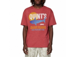 Rockinstone Jaws Movie Quint Fish Heather Red Adult T-shirt Size:xxl