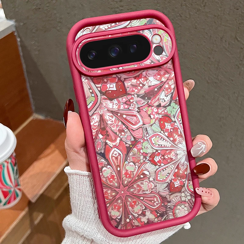 Capa Para Celular Google Pixel 8a Com Estampa Retrô De Sol E Lua (bordô), Em Tpu Macio E Resistente A Impactos.