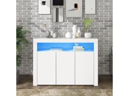 Aparador Led Com 3 Portas Vitrina Moderna Com Comando Remoto Branco Mobrio