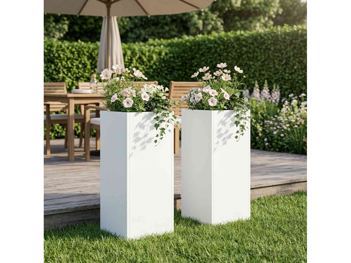 Vidaxl Vaso De Jardim 2 Unid. Branco 20 X 20 X 50 Cm