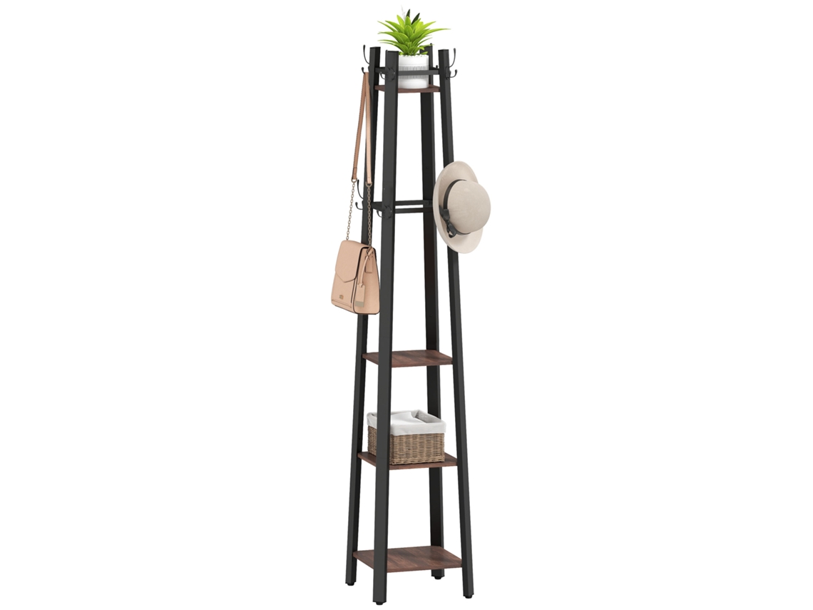Cabideiro De 4 Níveis, Estilo Industrial, Castanho