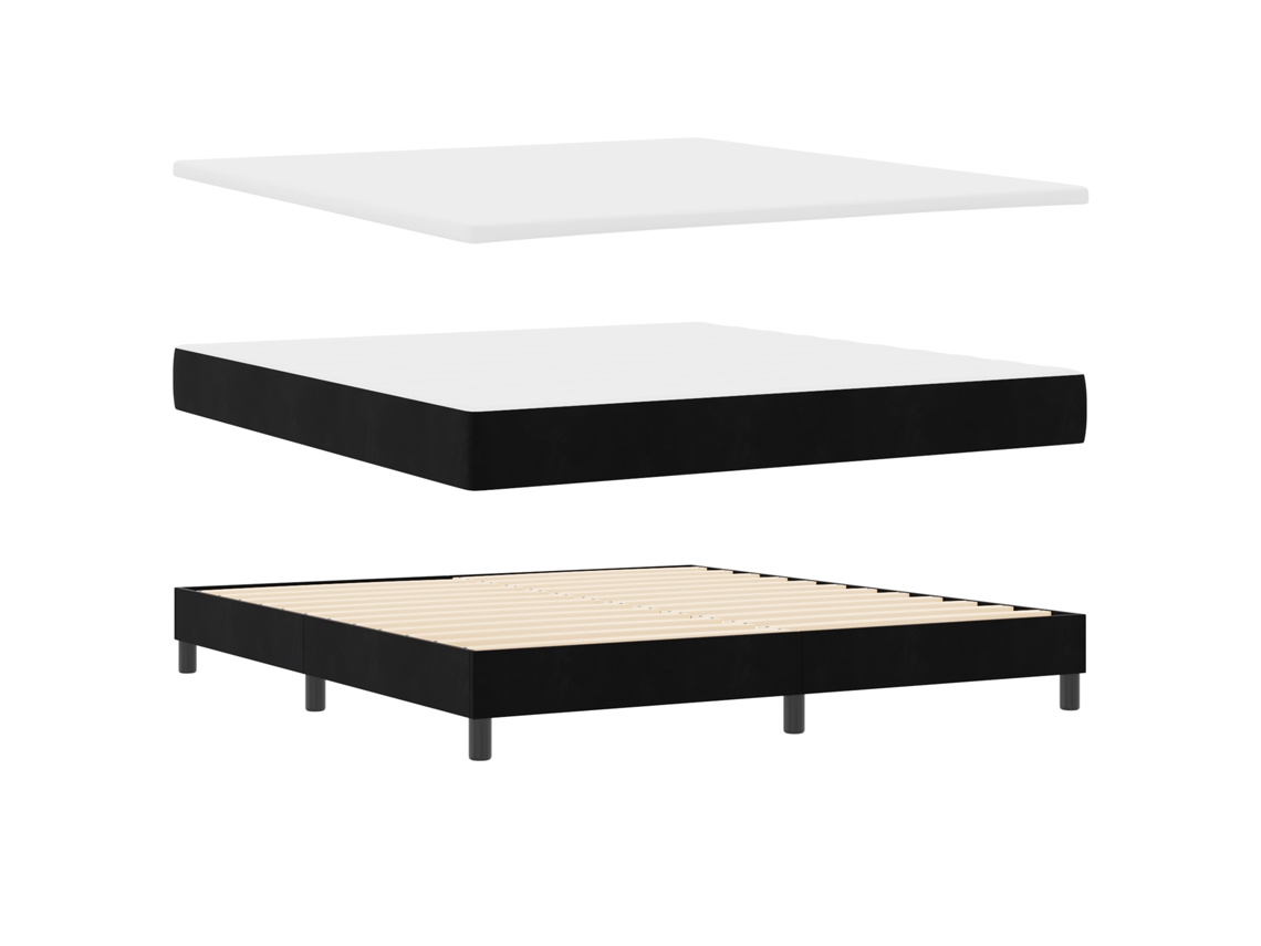 Conjunto 1 Cama Box Vidaxl Preto Veludo (180 X 200 Cm)