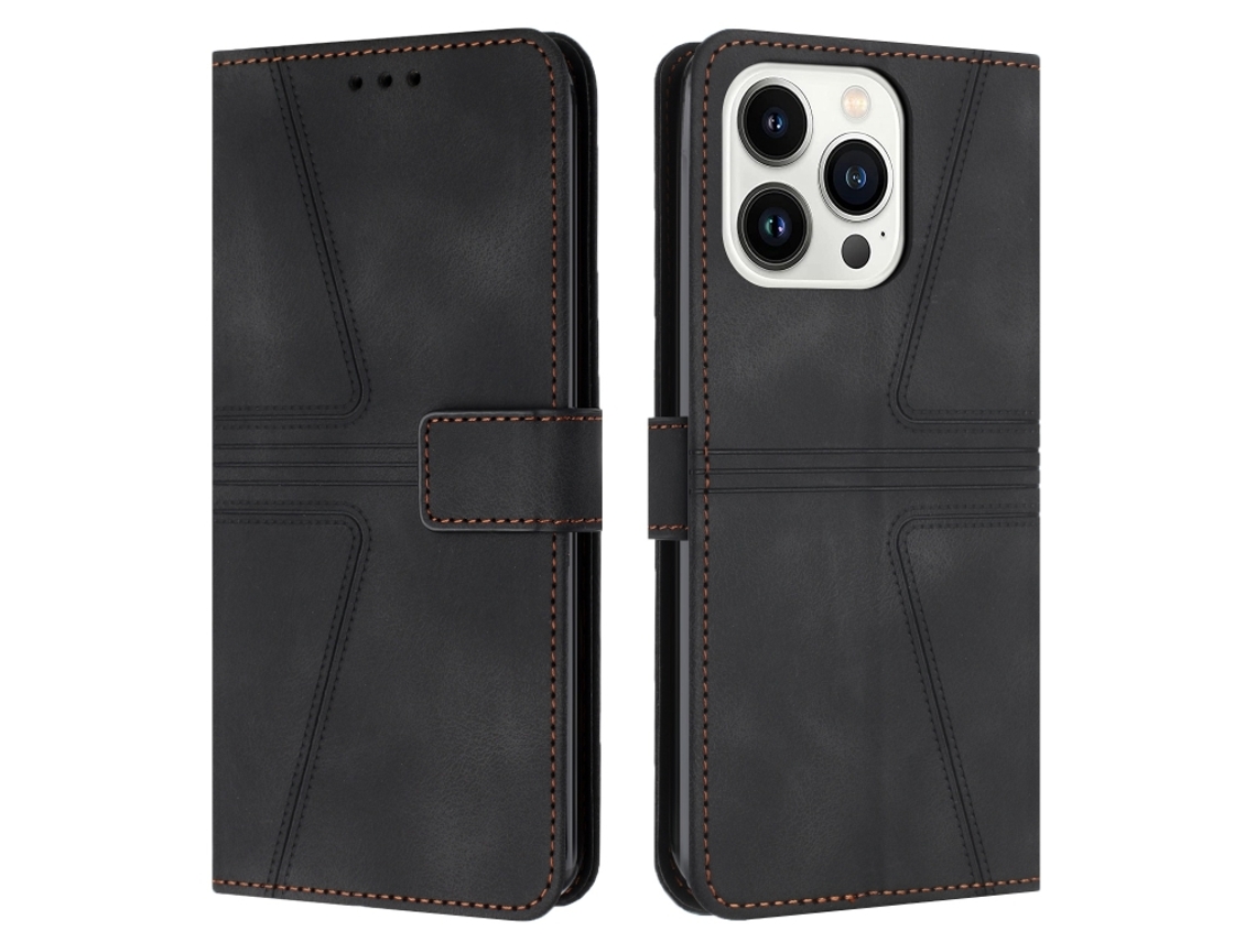 Capa De Couro Para Iphone 15 Pro - Triangular - Cor Sólida