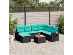 Vidaxl Conjunto De Sofá De Jardim Com 8 Peças E Almofadas Em Rattan Sintético Preto