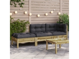 Sofã De 2 Lugares Para Jardim C/ Almofadões E Apoio De Pã©s Dkd Home Decor