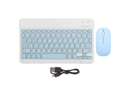Teclado e ratón inalámbricos Bluetooth de 10 polegadas, recarregáveis, ultrafinos e silenciosos para telefone móvel e portátil, azul céu | S/MARCA