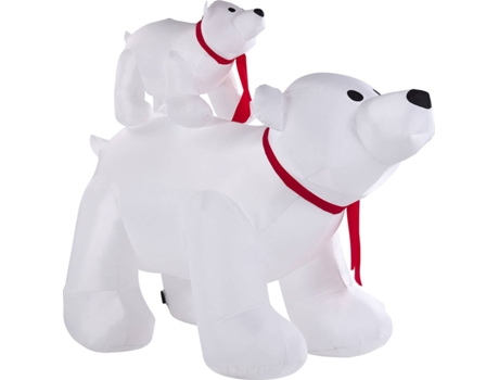Decoração de Natal Urso Polar Insuflável Kultala (Branco - Poliéster - 200x90x160 cm)