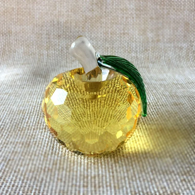 Ornamento de Maçã de Cristal, Ornamento Esférico de Vidro Multifacetado MDUG (amarelo, 80 Mm)