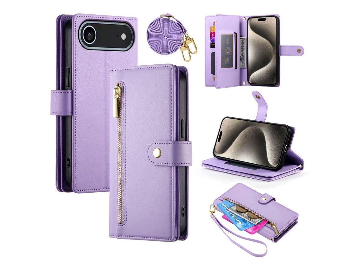 Capa Carteira Para Iphone Air Com Alça - Roxa