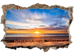 Adesivo de parede "Pôr do Sol sobre as Dunas", ideal para sala de estar, quarto, cozinha, escritório, para adultos e crianças, 80x120cm