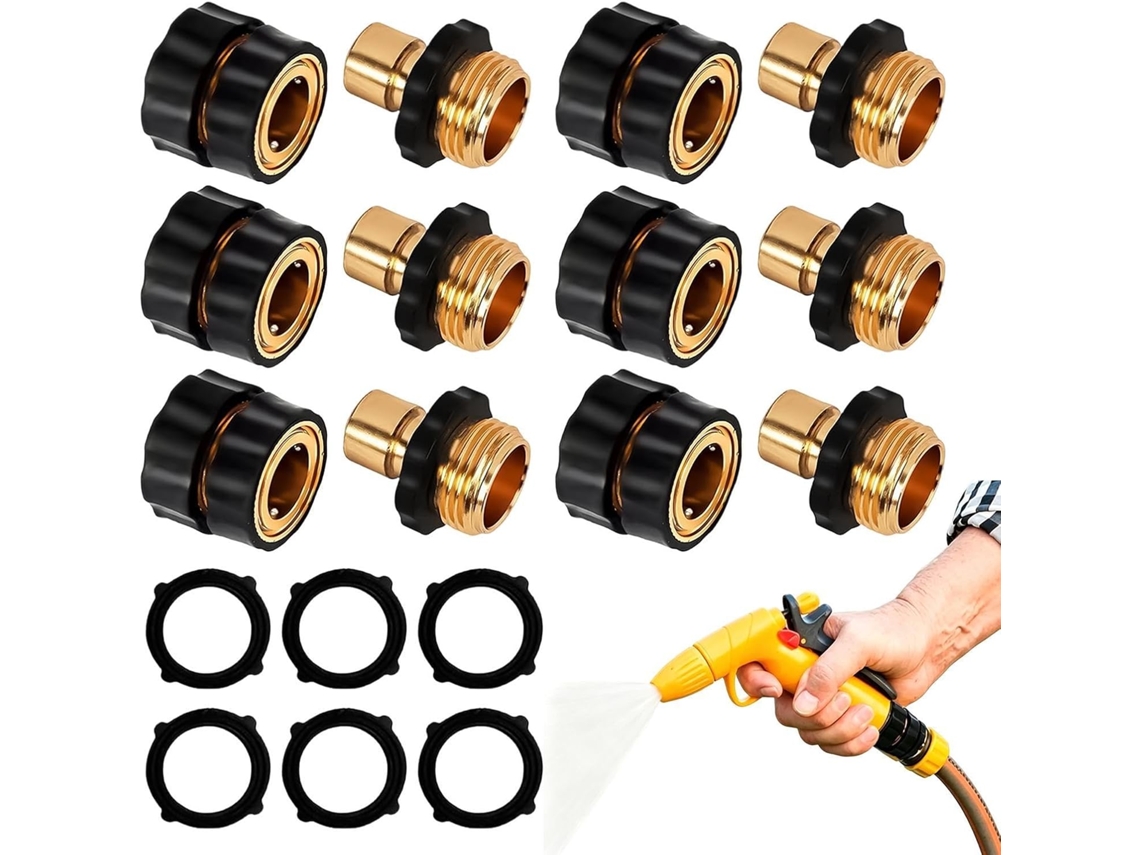Conjunto De 12 Conexões Rápidas Para Mangueiras Jardim, Em Latão
