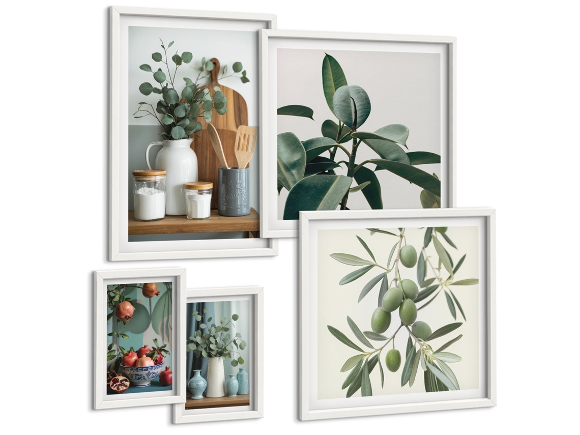 Conjunto De Pinturas Plantas Naturais Escandinavas Espelharte (5 Peças)