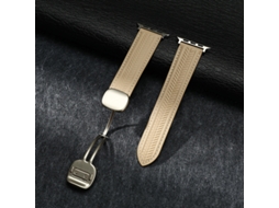Pulseira De Couro Genuíno Com Padrão Grãos Trigo E Fecho Magnético, Compatível Com Apple Watch Series 11 10-ultra