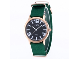 Reloj De Pulsera De Nylon Para Mujer Y Hombre Estudiante De Moda Cuarzo J56(verde)