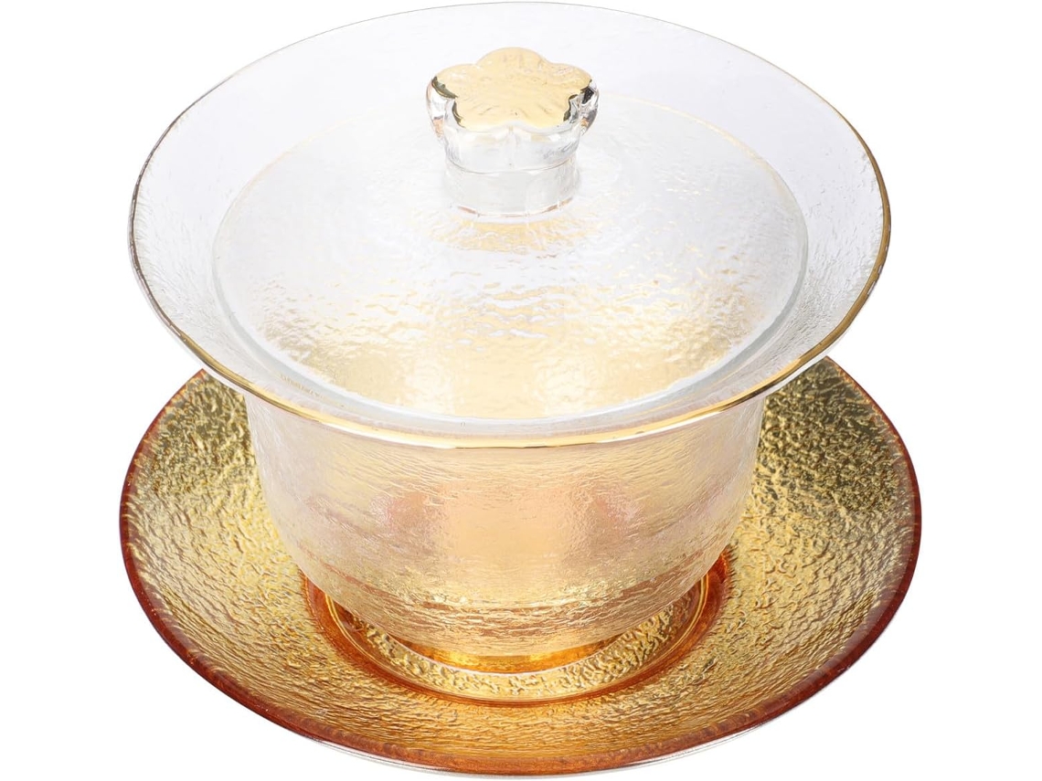 Conjunto de Chá Chinês em Cristal com Tampa Dourada SFUSHOS