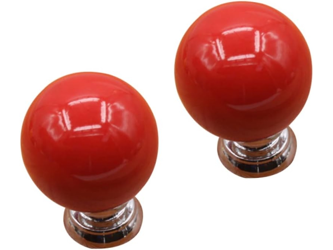 Gadpiparty 2 Peças Puxadores De Cerâmica Para Gavetas E Armários Cozinha, Design Redondo Vermelho Com Parafuso De Metal