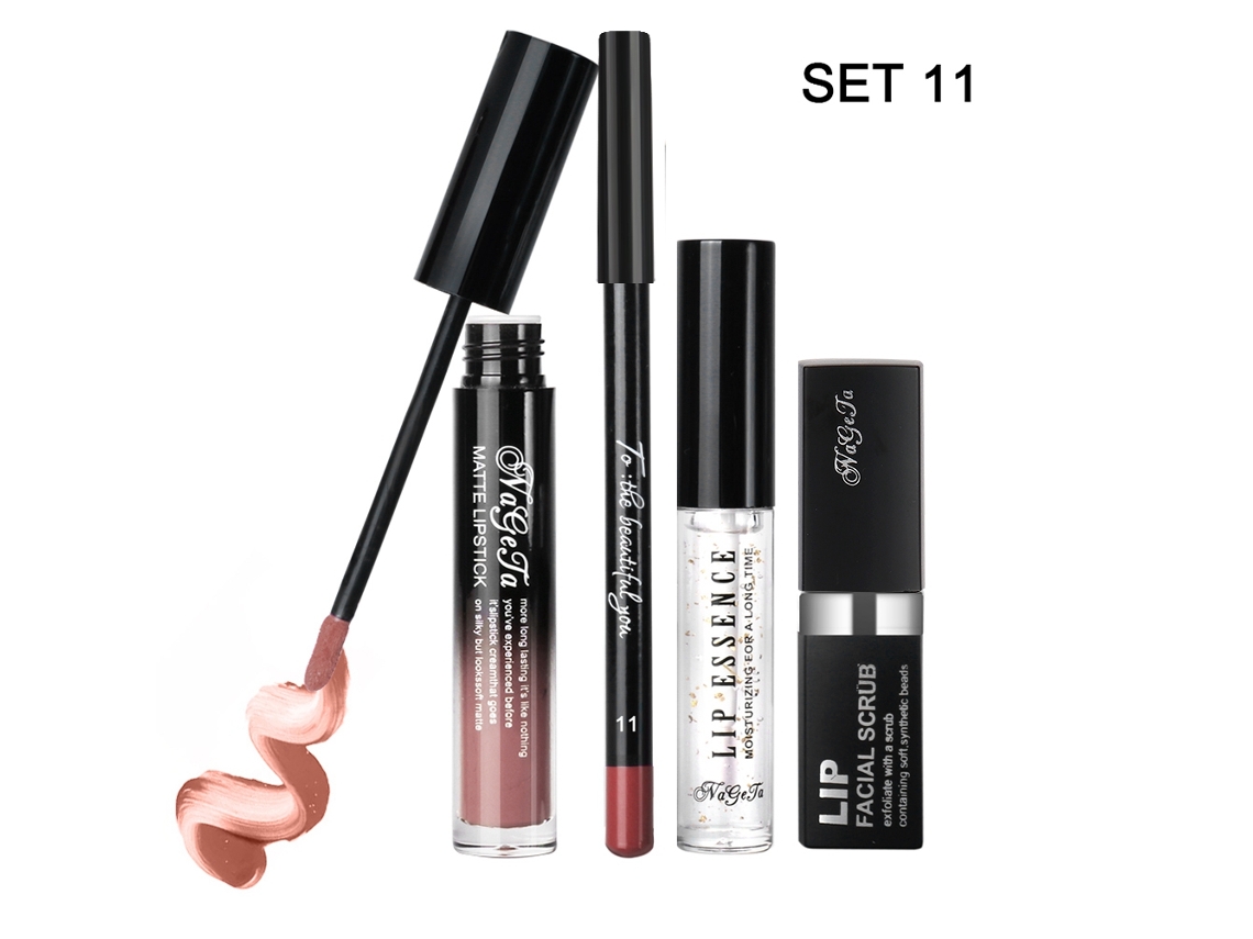 12 Colores Gloss Labial Lápiz Labial Crema Exfoliante Esencia Líquido Cosmético Labial 4pcs 11