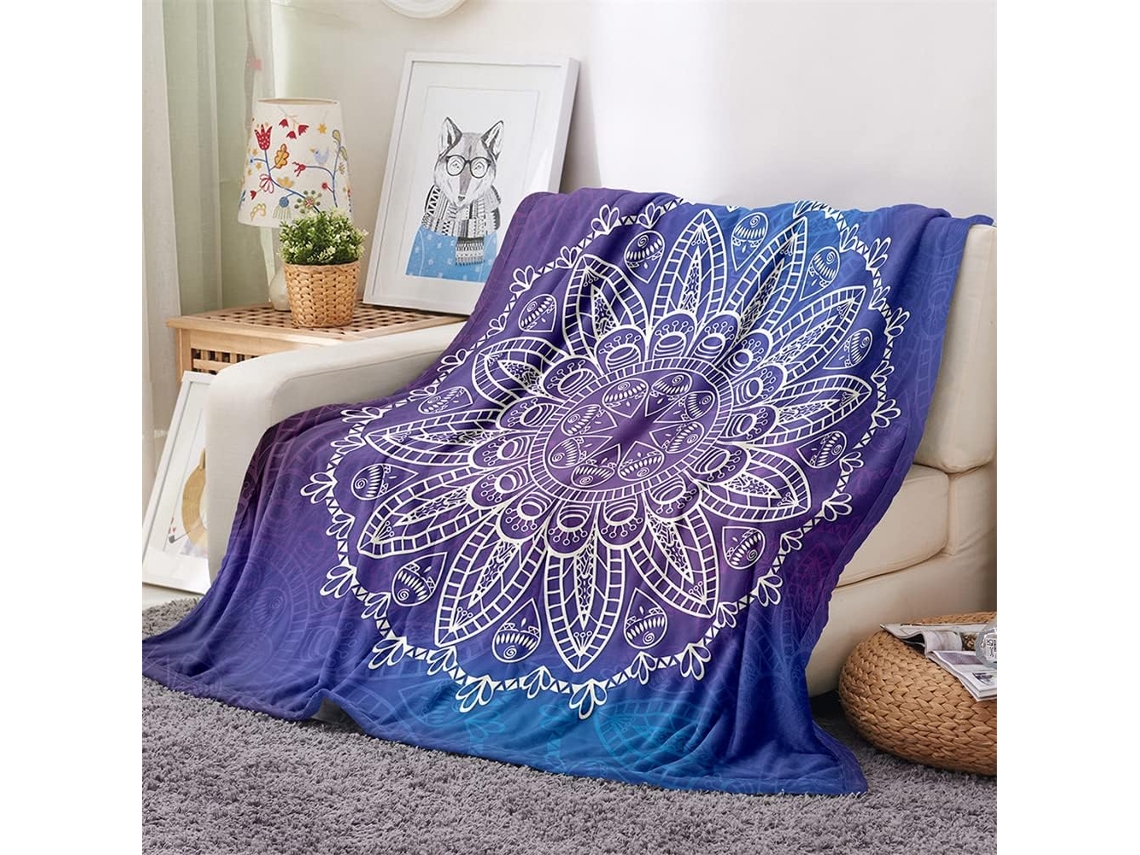 Manta de Flanela Fansu Estampa Mandala 3d Macia e Felpuda Ideal para o Inverno Perfeita Cama Ou Sofá Adequada