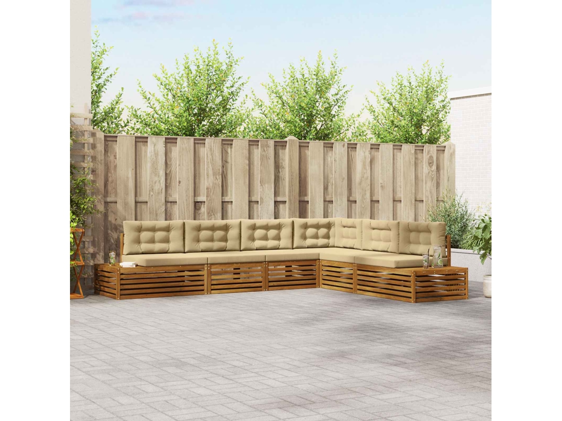 Vidaxl 7 Unid. Conjunto De Sofás Para Exterior Natural E Bege